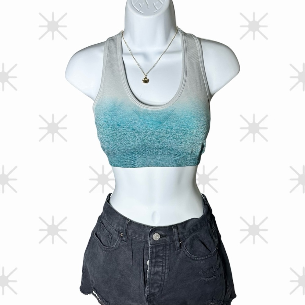 Gymshark Ombre Seamless Sports Bra Blue Gray Gradient Workout Activewear siize S
